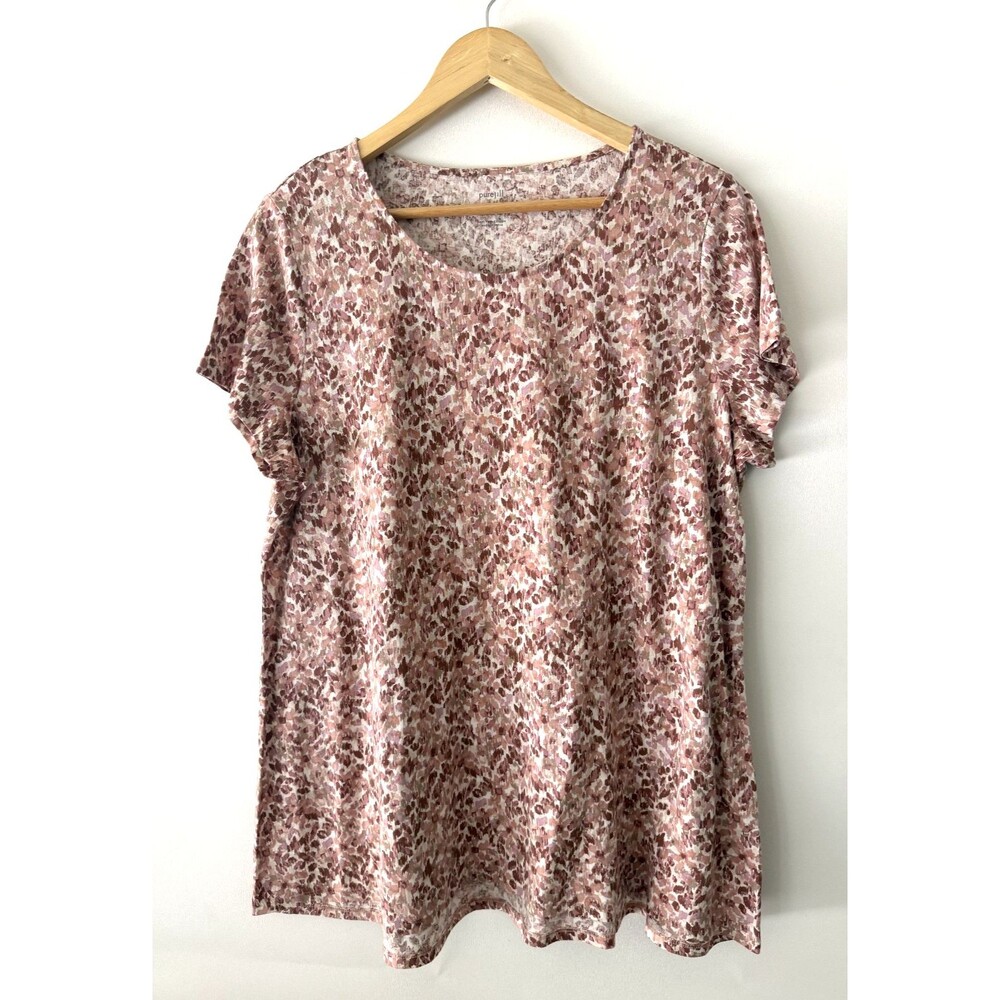 J.Jill Pure Jill Top Womens Large Scoop Neck Elliptical Tee Shirt Pink Mauve